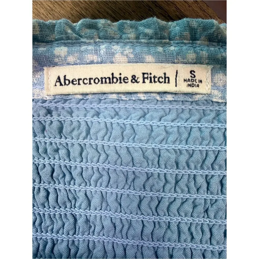 Abercrombie & Fitch Smocked Mini Skirt Blue Floral Ruffle Hem Size Small